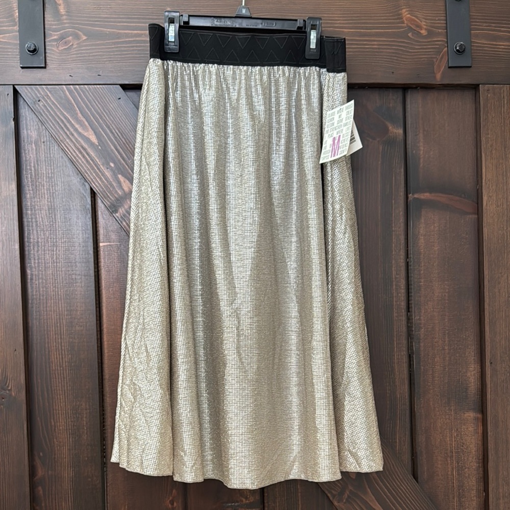 LuLaRoe Shimmering Gold Midi Skirt